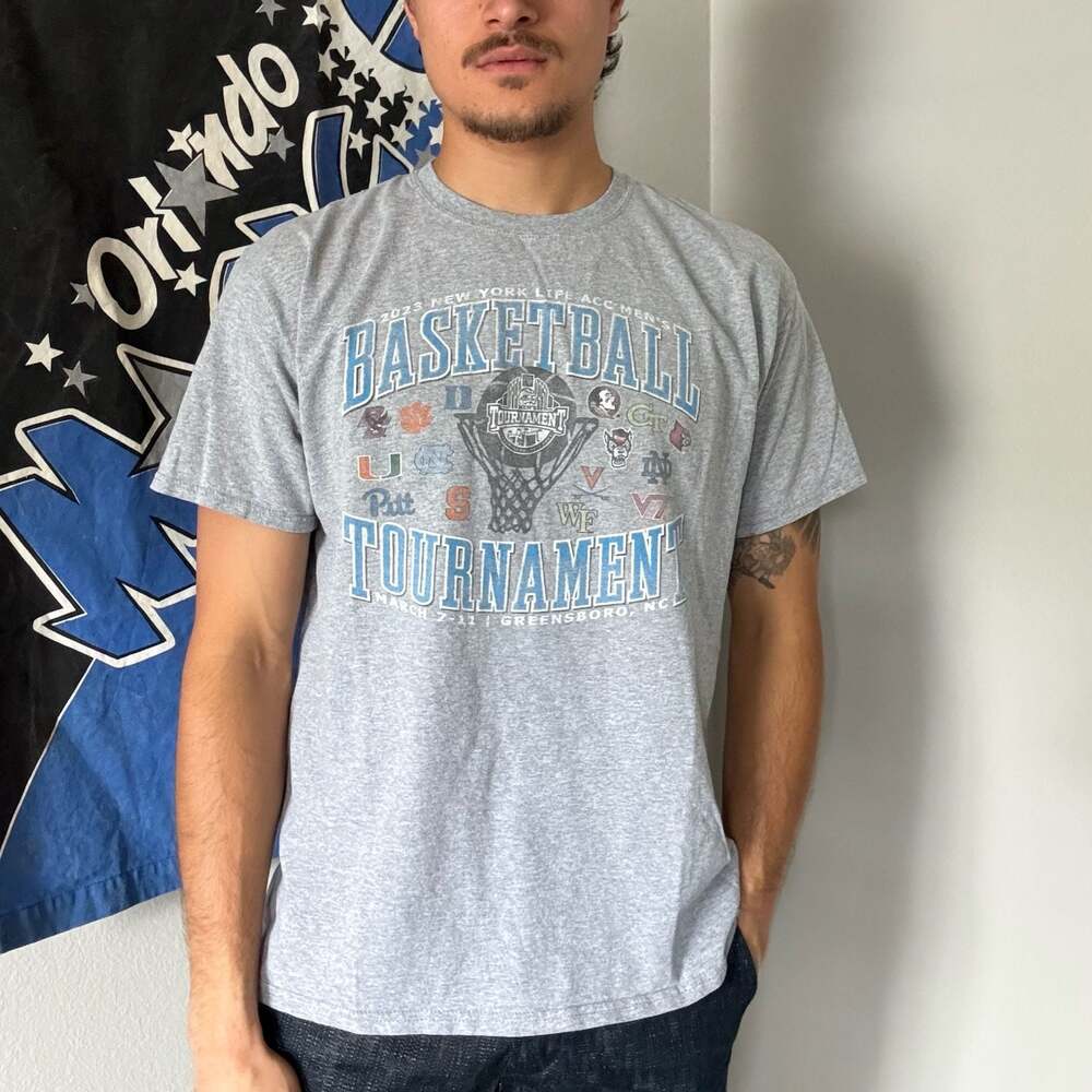 Champion 2023 ACC Men’s Basketball Tournament Graphic T-Shirt Gray Size Large